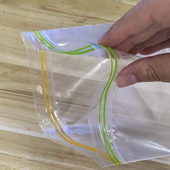 Small Transparent Food-Grade Zipper Bag with Double-Bone Sealing for Sushi Salad Noodle Storage and Snack Separation