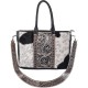 Women's Cowhide Hairon Leather Tote Bag with Adjustable Tooled Western Style Shoulder Strap Purse