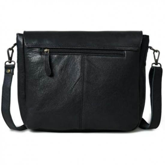 Women's Cowhide NDM Leather Crossbody Bag with Adjustable Strap Hand-Tooled Bull Rider Fringe Design Women's Shoulder Bag