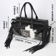 Merbaa Women's Elegant Large Cowhide Tote Bag Weekender Duffle for Travel with Tassel Leather Harness Overnight Cowhide Bag