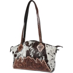 Merbaa Women's Versatile Large Leather Hand-Knitted Cowhide Tote & Crossbody Bag Adjustable Strap Handmade Cowhide Hairon Bag
