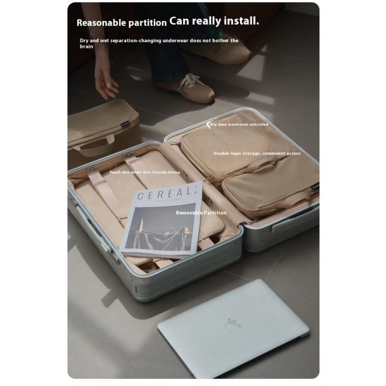 Customized Full Aluminum Alloy Trolley Travel Bag Wide Handle Trolley Case Business Metal Luggage 20/24inch Carry on Suitcase