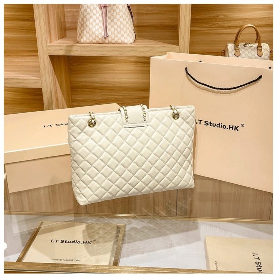 Genuine Leather Women's Stylish Diamond-Shape Large-Capacity Tote Crossbody Bag for All Seasons-for Summer Autumn Winter Spring