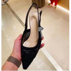 D Letter Lace Sandals for Women - 2025 Sexy Breathable Butterfly Cat-Topped Shoes - Dark Black - Versatile Basic Sandals