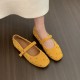 2025 Women's Elegant Ballet Evening Flat Mary Jane Shoes Korean French Style Rivet Toe Shallow Mouth High Slip-On for Autumn