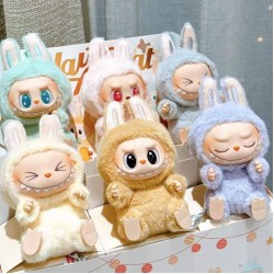 Original Real Popmart Labubu PVC Figure Plush Toy Mystery Boxes Monsters Vinyl Blind Box Doll with Seat Animation Derivatives