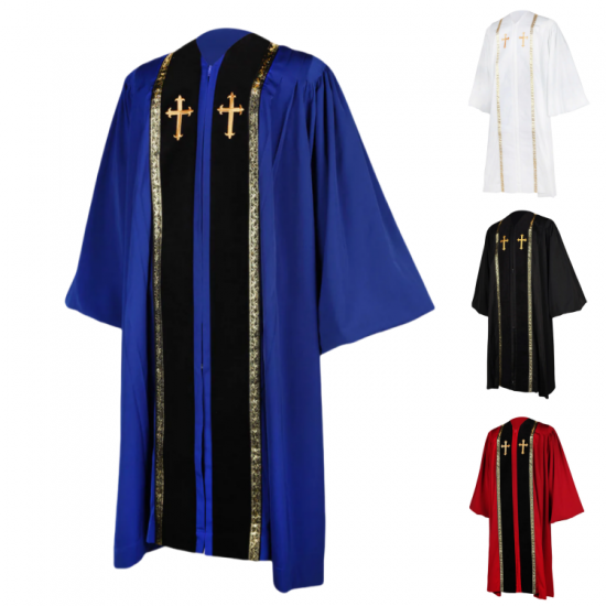 2025 Design Christian Church Choir Uniforms Church Gown with Wheat Alike Decorative Bars OEM Custom Made High Quality