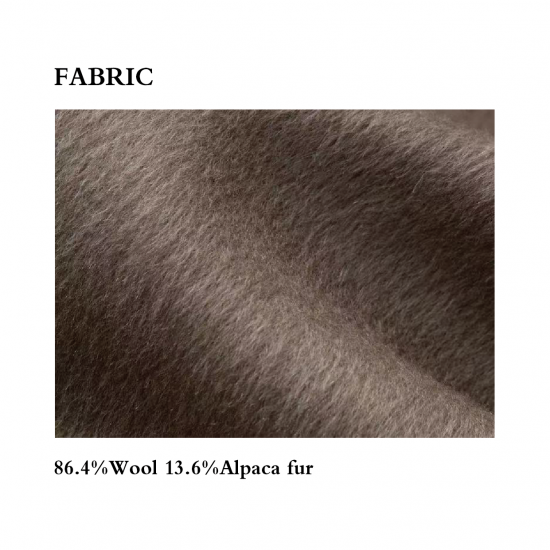 Women's Fashion Outerwear Long Winter Coat with Alpaca Woolen Fur Casual Overcoat