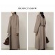 Women's Fashion Outerwear Long Winter Coat with Alpaca Woolen Fur Casual Overcoat