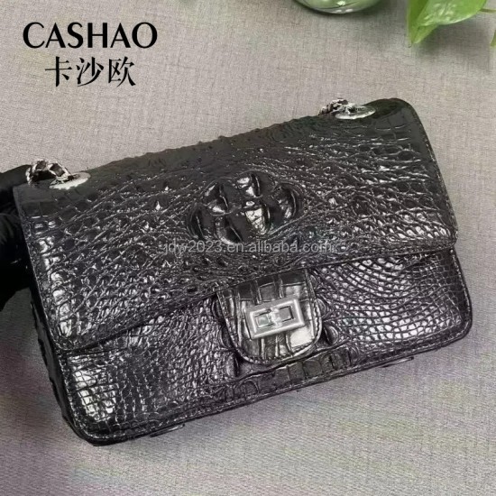 2025 New Crocodile Pattern Women's Bag Genuine Leather Fashion Single Shoulder Crossbody Bag Head Layer Leather Handbag