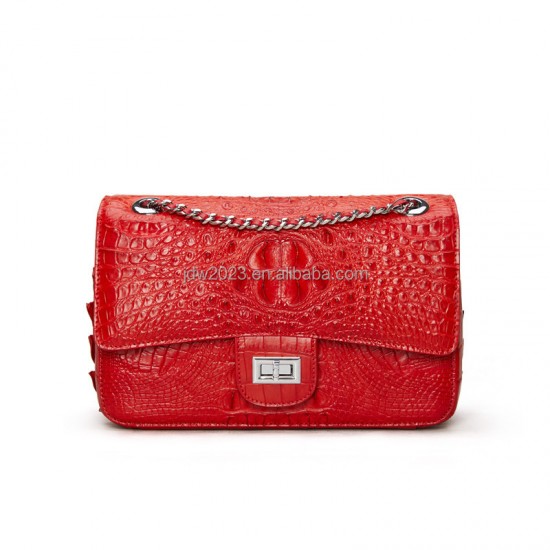 2025 New Crocodile Pattern Women's Bag Genuine Leather Fashion Single Shoulder Crossbody Bag Head Layer Leather Handbag