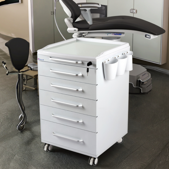 Modern Design 5-Drawer Movable Stainless Steel Dental Cabinet for Hospital Laboratory and Workshop Use