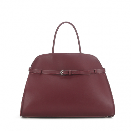 Margaux New Large Capacity Tote Bag Versatile Smooth Leather Cowhide Shoulder Handbag Zippered Fashionable Waterproof Polyester