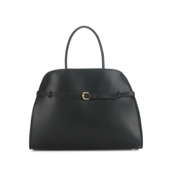 Margaux New Large Capacity Tote Bag Versatile Smooth Leather Cowhide Shoulder Handbag Zippered Fashionable Waterproof Polyester