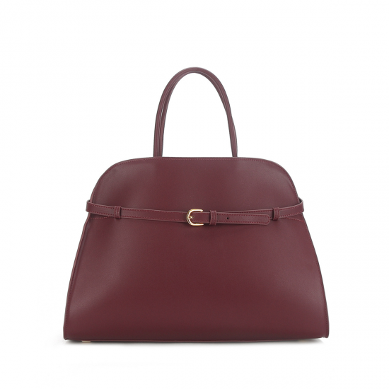 Margaux New Large Capacity Tote Bag Versatile Smooth Leather Cowhide Shoulder Handbag Zippered Fashionable Waterproof Polyester