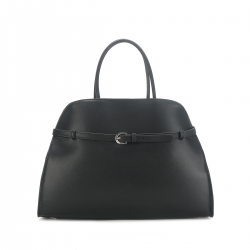 Margaux New Large Capacity Tote Bag Versatile Smooth Leather Cowhide Shoulder Handbag Zippered Fashionable Waterproof Polyester