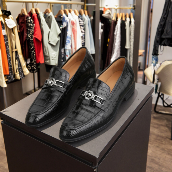 Men's Genuine for Crocodile Leather Formal Shoes Customizable Business Snow Boots for Winter Summer and Autumn