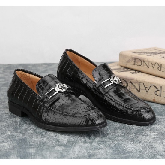 Men's Genuine for Crocodile Leather Formal Shoes Customizable Business Snow Boots for Winter Summer and Autumn