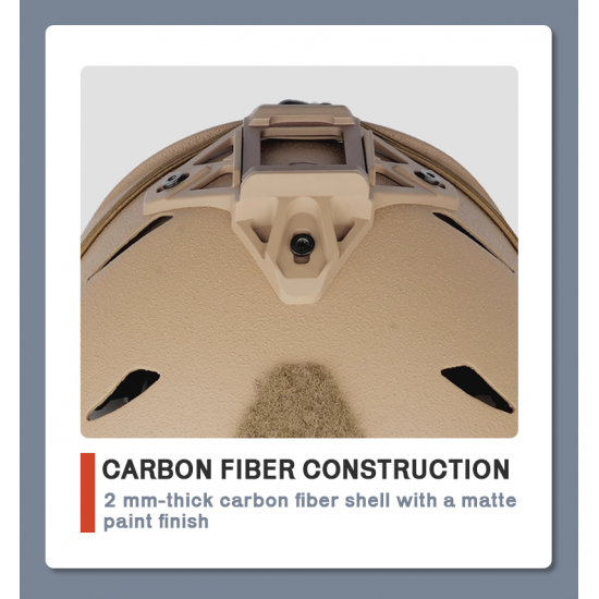 Lightweight Dual Sport High Cut Carbon Fiber Comm Rail Helmet with Dial Adjustment and 4-Point Chinstrap for Parachute Jumps