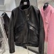 2025 Autumn Black Grained Leather Jacket Oversized Leather Coat Stand Collar Leather Clothes