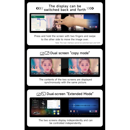 BQCC 10.1-inch Dual-Screen Android Car Radio Octa DSP 4G GPS WIFI BT for Universal RDS Wireless Carplay Android Auto Car Player