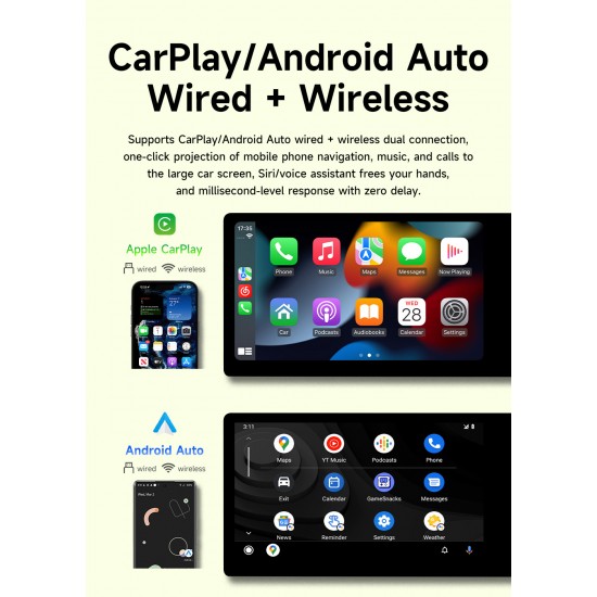 BQCC 10.1-inch Dual-Screen Android Car Radio Octa DSP 4G GPS WIFI BT for Universal RDS Wireless Carplay Android Auto Car Player