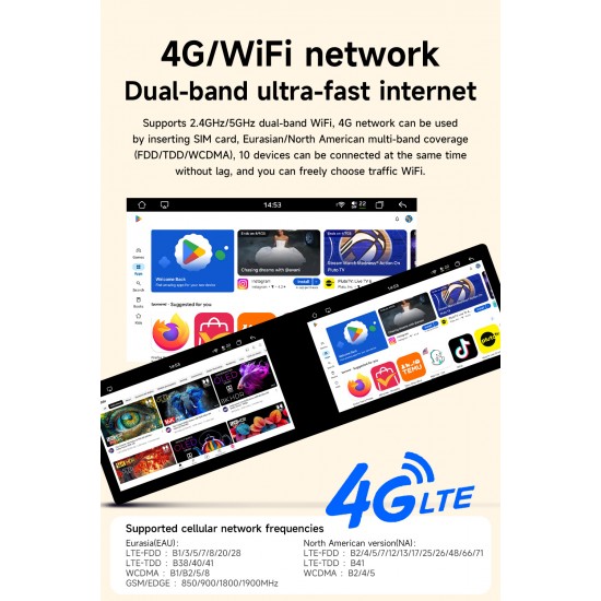 BQCC 10.1-inch Dual-Screen Android Car Radio Octa DSP 4G GPS WIFI BT for Universal RDS Wireless Carplay Android Auto Car Player