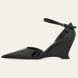 Wedge Rhinestone Buckle Pointed Toe Sandals Zapatos Mujer  Red High Heels Large Size Mary Jane Women's Single Shoes Sandalias