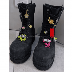 HYPEBEAST Extra Round Toe Distressed Lug Hypebeast Style Men Trendy Shoes Safety Boots Hype Men Charms Hummer Lace-up Bootie