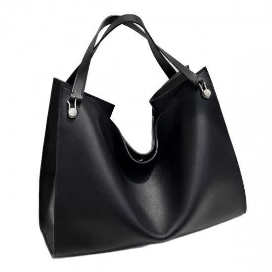 Custom Large Capacity New Genuine Leather Women's Handbag Fashion Style Outer Cowhide Interior Sheepskin Lazy Tote Bag Polyester