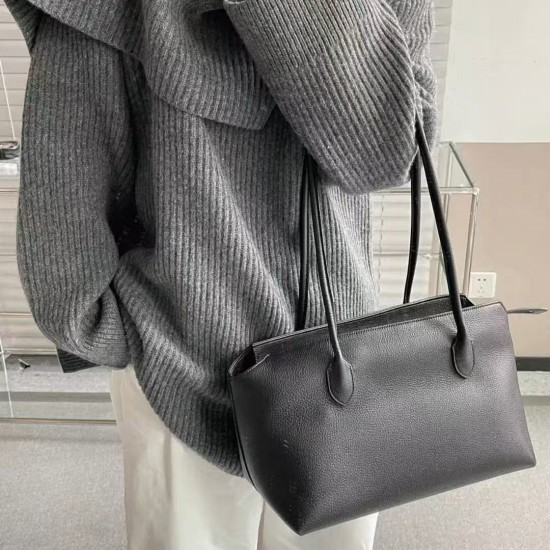 Top Layer Cowhide Women's Shoulder Handbag Retro High-Grade Long Handle All-Match Genuine Leather Zipper Large Capacity