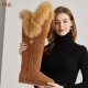Women's Ultra-High Over-the-Knee Winter Snow Boots Fox Fur Double Face Sheepskin Suede Leather Shearling Wool Flat Anti-Slip