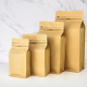 In Stock 16oz 500g 1lb Brown Kraft Flat Bottom Coffee Packaging Bag with Valve and Zipper