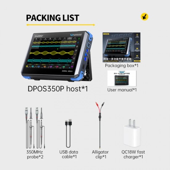 For FNIRSI DPOS350P Digital Oscilloscope with 50MHz Bandwidth and 1GSa/s Sampling 10 Storage Depth for Automatic Measurement