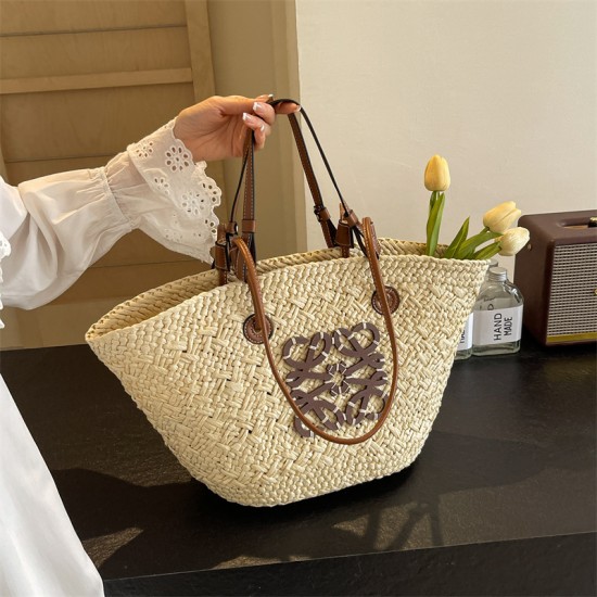Wholesale Rattan Straw Bag Summer Beach Woven Tote Bags Seaside Holiday Handbag Raffia Shoulder Bags