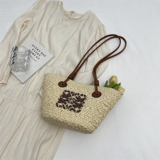Wholesale Rattan Straw Bag Summer Beach Woven Tote Bags Seaside Holiday Handbag Raffia Shoulder Bags