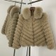 OFTBUY Women's Winter Cardigan Reversible Warm Thick Jacket with Natural Short Fox Fur Windproof Puff Coat for Casual Wear