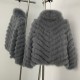 OFTBUY Women's Winter Cardigan Reversible Warm Thick Jacket with Natural Short Fox Fur Windproof Puff Coat for Casual Wear
