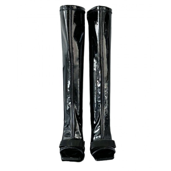 Autumn/Winter Women's Mid-Calf Boots Waterproof Platform High Heel Square Toe Block Heel Large Solid Color Side Zipper High