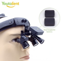 48 Degree LED Dental Loupes with 5X Adjustability New Electric-powered Head Mounted Surgical Loupes Including 2 Batteries