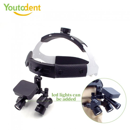 48 Degree LED Dental Loupes with 5X Adjustability New Electric-powered Head Mounted Surgical Loupes Including 2 Batteries