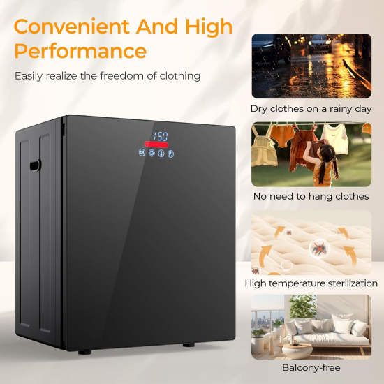 Euhomy Black&White 1.5cu.ft Compact Dryer Tumble Dryer Smart Electric Heated Clothes Dryer Clothes Drying Machine for Home