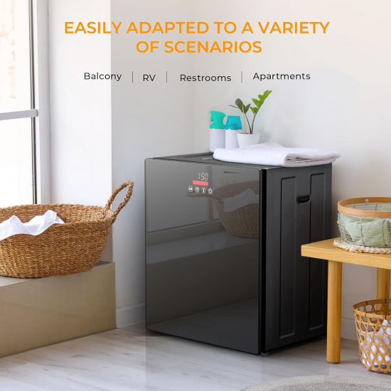 Euhomy Black&White 1.5cu.ft Compact Dryer Tumble Dryer Smart Electric Heated Clothes Dryer Clothes Drying Machine for Home