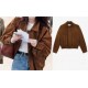 Factory Wholesale New Clothes Women's Leather Jacket Coat Brown Genuine Sheepskin Leather Suede Jacket for Ladies