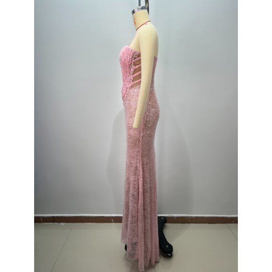 ED2787 Kimshein Fashion High Quality Princess Strapless Pearls Sequins Evening Party Dress Luxurious Prom Dresses