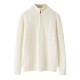 Men's Casual Winter Half-Height Collar Cashmere Pullover Long Sleeve Cable Knit Pullover Pattern 1/4 Zipper Cashmere Sweater