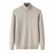 Men's Casual Winter Half-Height Collar Cashmere Pullover Long Sleeve Cable Knit Pullover Pattern 1/4 Zipper Cashmere Sweater