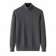 Men's Casual Winter Half-Height Collar Cashmere Pullover Long Sleeve Cable Knit Pullover Pattern 1/4 Zipper Cashmere Sweater