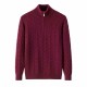 Men's Casual Winter Half-Height Collar Cashmere Pullover Long Sleeve Cable Knit Pullover Pattern 1/4 Zipper Cashmere Sweater