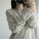 100% Cashmere Women's Casual Pullover Sweater with Embroidery Soft Fluffy Long-Sleeve Round-Neck Heavy-Duty Comfortable Style